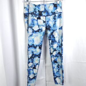 Athleta Womens Small Blue Floral Chaturanga Low Rise Yoga Leggings Pants